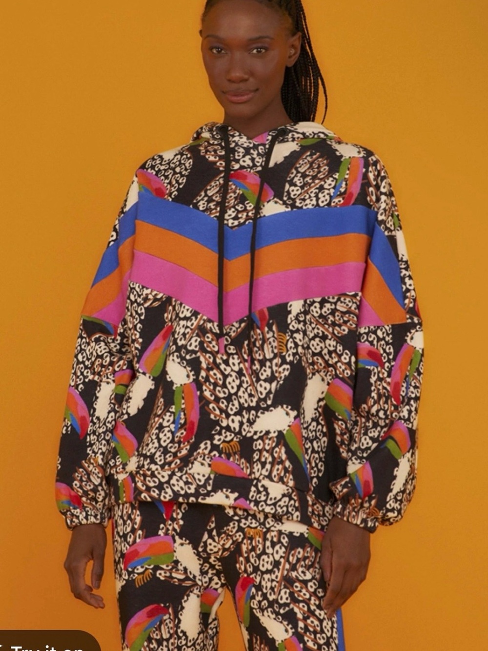 Farm Rio Leopard Toucans Sweatshirt Hoodie - Picture 3 of 7